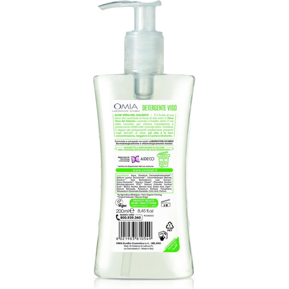 Omia - Eco Bio Aloe Vera, drėkinamasis ir balansuojantis makiažo valiklis normaliai ir mišriai odai 200 ml