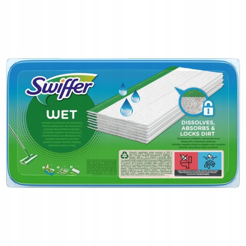 SWIFFER magnetinės drėgnos grindų servetėlės su citrinos kvapu 10 vnt