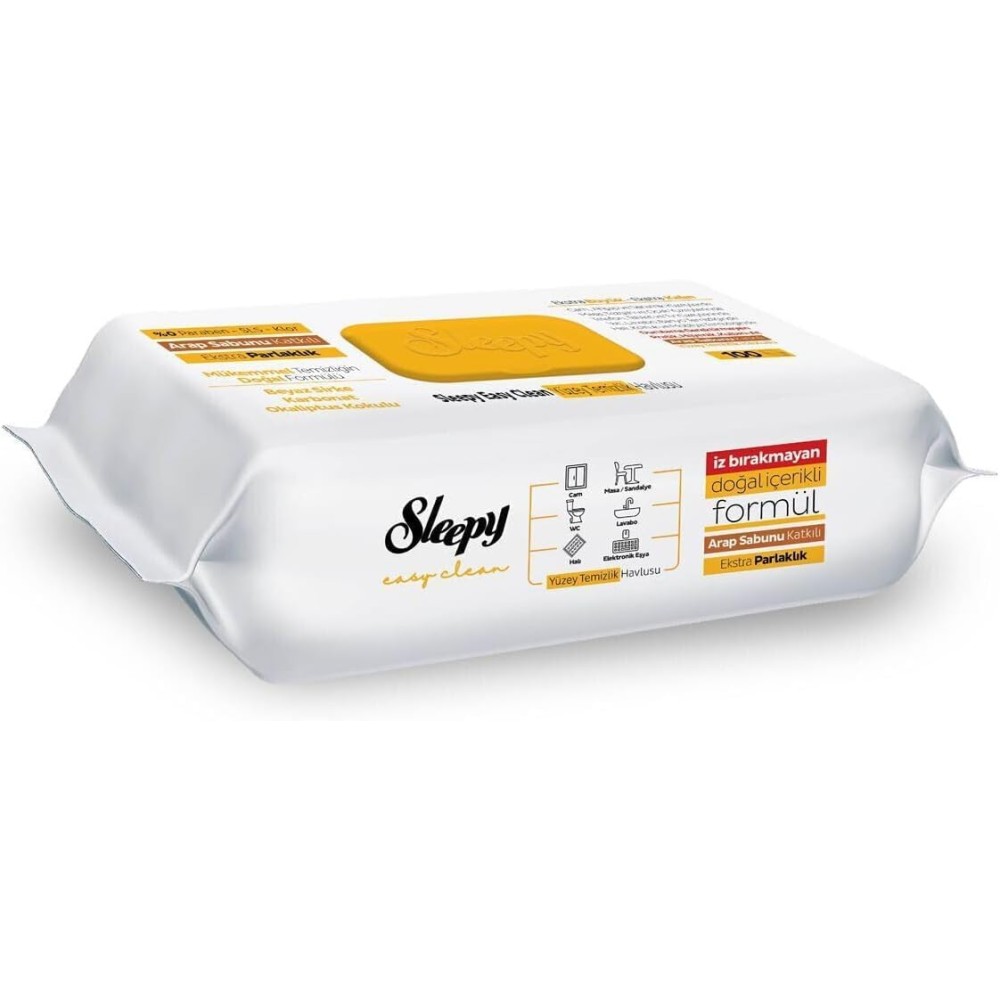 Sleepy Easy Clean vienkartinės drėgnos paviršių valymo servetėlės geltonos 100 vnt 