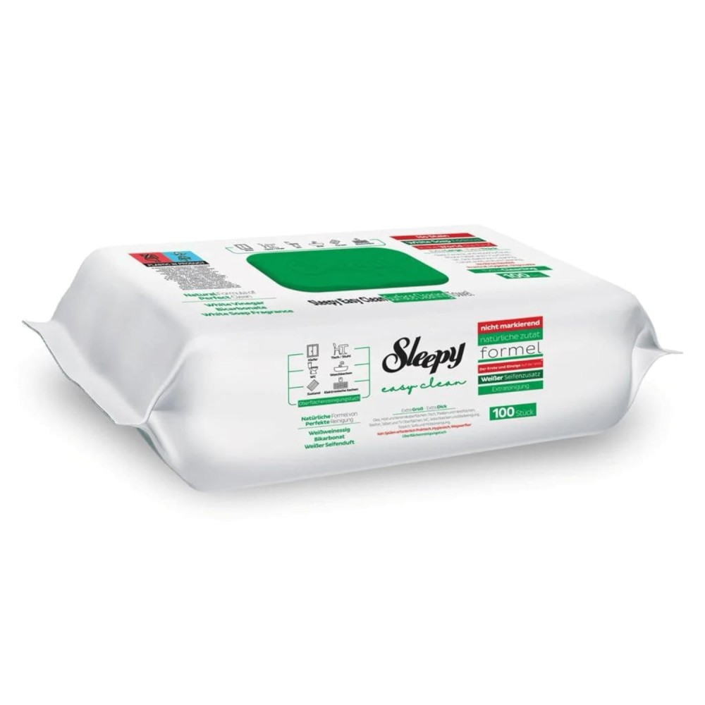 Sleepy Easy Clean vienkartinės drėgnos paviršių valymo servetėlės žalios 100 vnt 