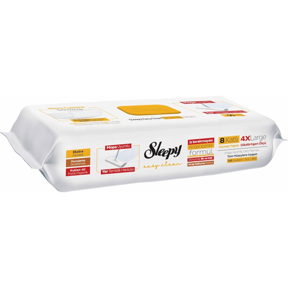 Sleepy Easy Clean vienkartinės grindų valymo servetėlės geltonos, 50 vnt 
