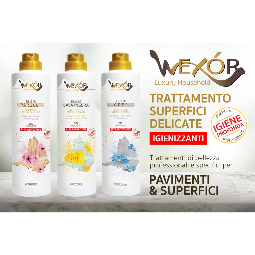 Wexór Elixir Parquet yra dezinfekuojantis grindų valiklis, parketo grindims, 750 ml