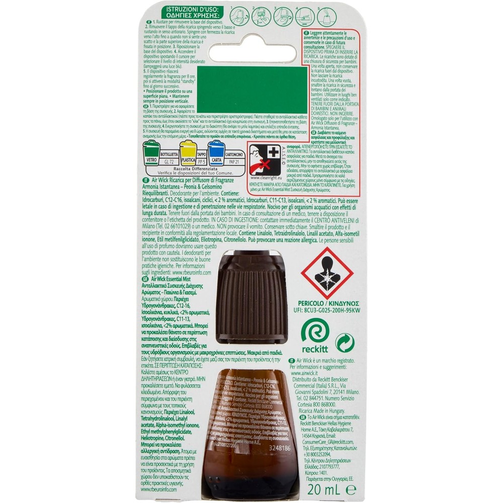 AIR WICK Bijūnų ir jazminų eterinio aliejaus difuzoriaus užpildymas, 20ml