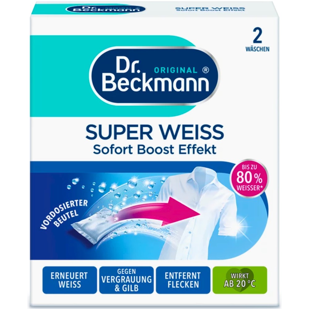 Dr. Beckmann Super Weiss, audinio balinimo paketėliai 2x40 g