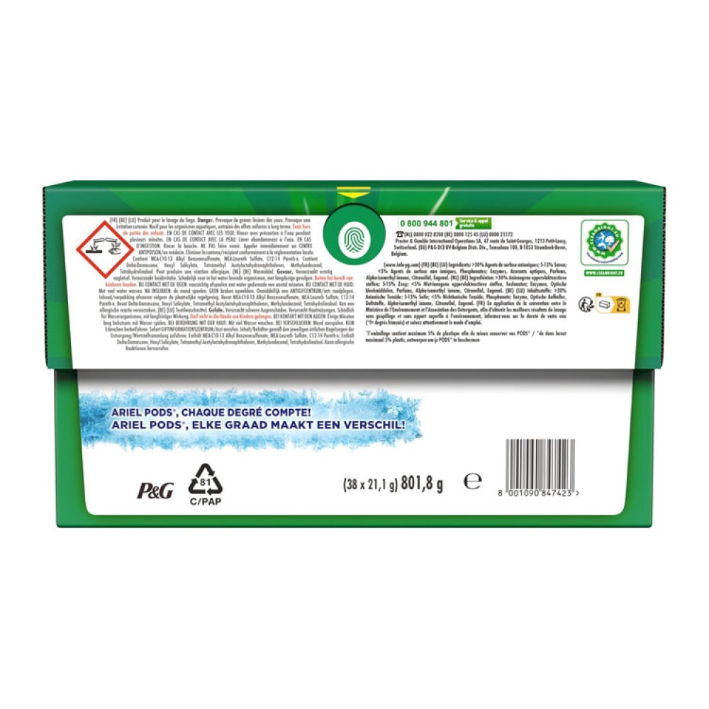 Ariel color all in 1 cool clean skalbimo kapsulės spalvotiems 38 vnt