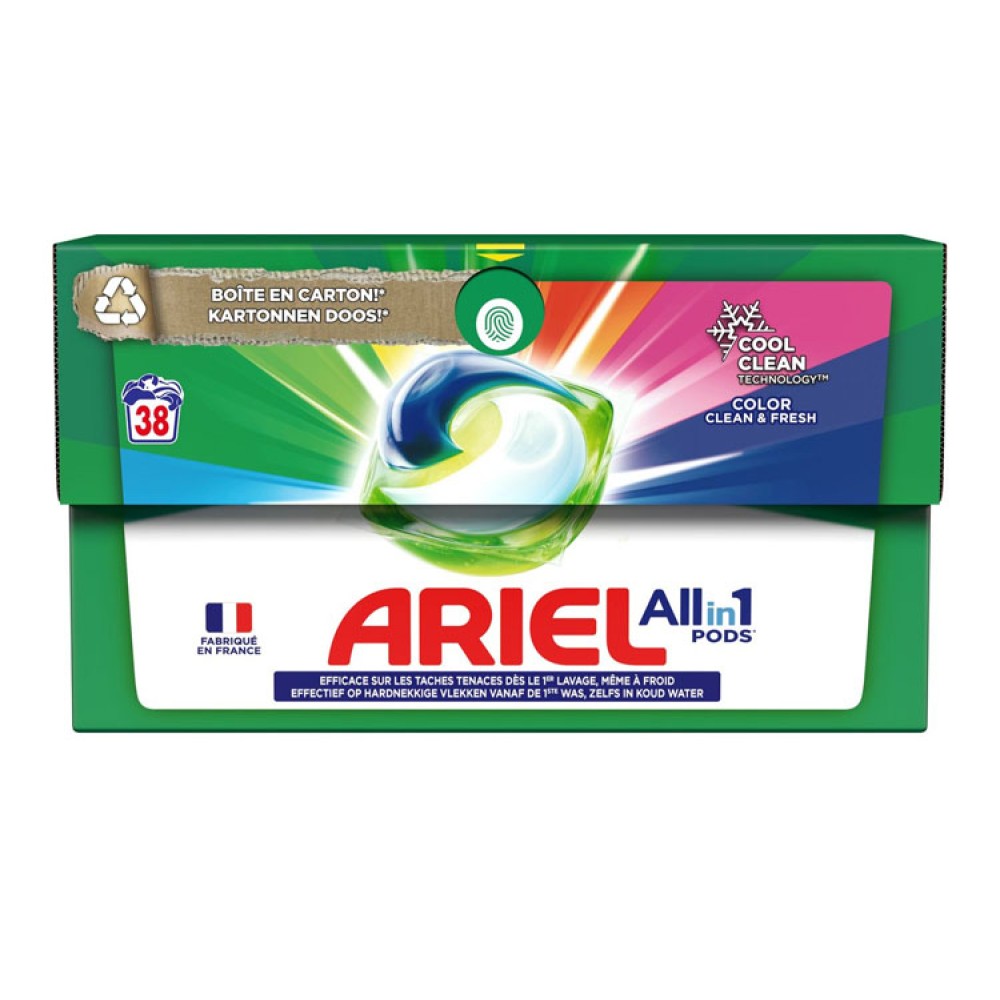 Ariel color all in 1 cool clean skalbimo kapsulės spalvotiems 38 vnt