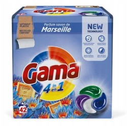 Gama 4 in 1 Savon de Marseille, universalios skalbinių kapsulės su Marselio muilu 42 vnt